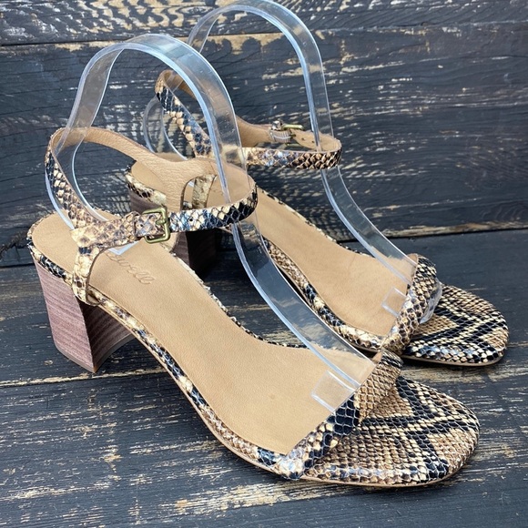 Madewell Shoes - Madewell The Hollie Snake Embossed Leather Ankle Strap Sandals Size 9.5